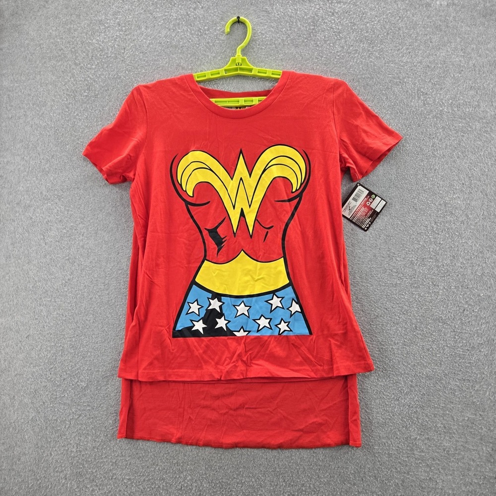 DC Comics Women Shirt XL Red Graphic Print Logo Crew Neck Pullover